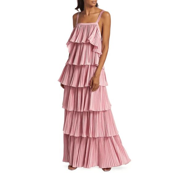 NWT L'Idée Classique Pleated Tiered Gown Pink Size AU10/US6 $489 - Picture 1 of 10